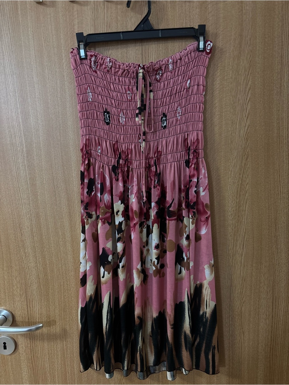 Floral Smocked Strapless Midi Dress - Pink